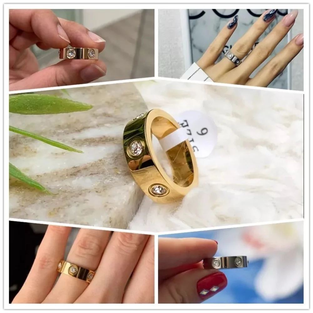 18K Gold Plated Stainless Steel Band Style Ring with CZ - Picture 8 of 10